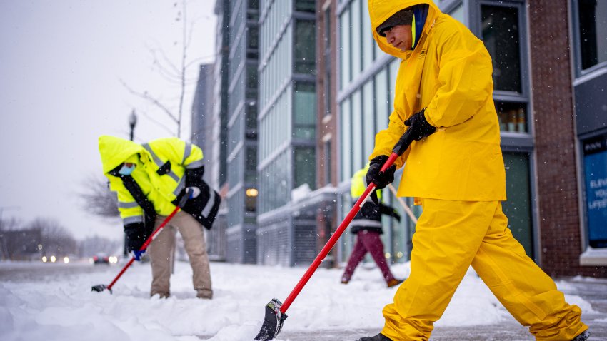 WASHINGTON, DC – JANUARY 6: A crew shovels snow along North Capitol Street in the nation’s capital on January 6, 2025 in Washington, DC. A winter storm slammed into the region shutting down federal offices and schools as Congress is scheduled to certify the 2024 presidential elections results on Monday, four years after a mob of supporters of then-President Donald Trump stormed the Capitol to halt the certification of the 2020 election results. (Photo by Andrew Harnik/Getty Images)